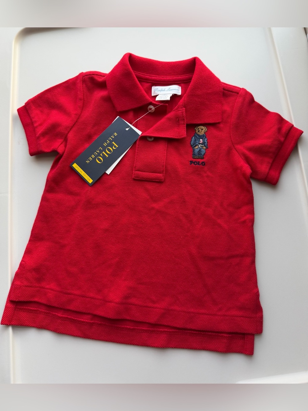 Ralph Lauren baby boy 9 months cotton red short sleeve polo shirt